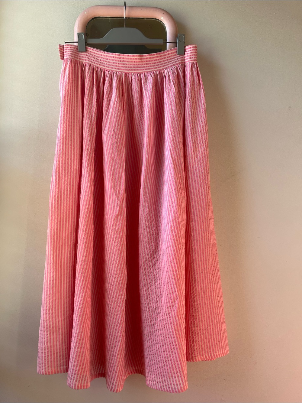 Caron Callahan Pink Seersucker A-Line Maxi Skirt - Picture 2 of 2